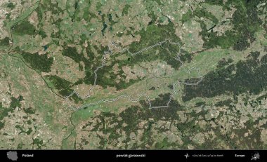 Gorzowski İlçesi. Polonya 'nın idari bölgesi B uydusundan alınan görüntülerle özetlendi