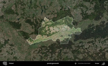 Gorzowski İlçesi. Polonya 'nın idari alanı, koyu renkli bir B uydusu görüntüsüyle vurgulandı ve özetlendi