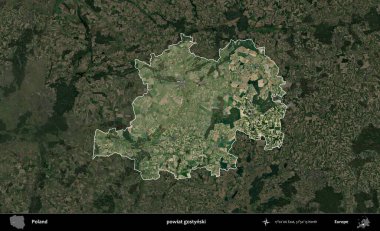 Gostynski İlçesi. Polonya 'nın idari alanı, koyu renkli bir B uydusu görüntüsüyle vurgulandı ve özetlendi