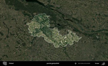 Gostyninski ilçesi. Polonya 'nın idari alanı, koyu renkli bir B uydusu görüntüsüyle vurgulandı ve özetlendi