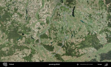 Gryfinski İlçesi. Polonya 'nın idari bölgesi B uydusundan alınan görüntülerle özetlendi