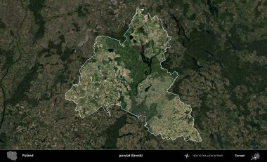 Ilawski İlçesi. Polonya 'nın idari alanı, koyu renkli bir B uydusu görüntüsüyle vurgulandı ve özetlendi