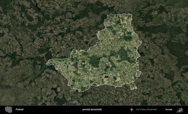 Jarocinski İlçesi. Polonya 'nın idari alanı, koyu renkli bir B uydusu görüntüsüyle vurgulandı ve özetlendi