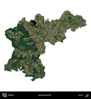 Jaworski İlçesi. Polonya 'nın idari bölgesi B uydusundaki görüntülerde beyazla izole edildi