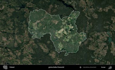 Kalisz Pomorski Komünü. Polonya 'nın idari alanı, koyu renkli bir B uydusu görüntüsüyle vurgulandı ve özetlendi