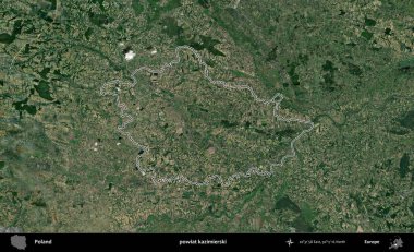 Kazimierski İlçesi. Polonya 'nın idari bölgesi B uydusundan alınan görüntülerle özetlendi
