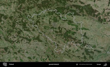 Kielecki İlçesi. Polonya 'nın idari bölgesi B uydusundan alınan görüntülerle özetlendi
