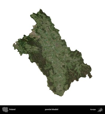 Klodzki İlçesi. Polonya 'nın idari bölgesi B uydusundaki görüntülerde beyazla izole edildi