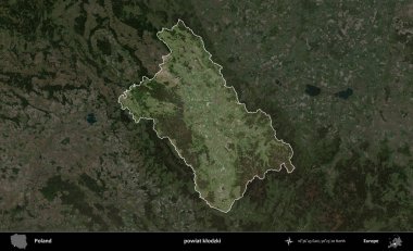 Klodzki İlçesi. Polonya 'nın idari alanı, koyu renkli bir B uydusu görüntüsüyle vurgulandı ve özetlendi
