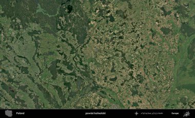 Kolnenski İlçesi. Polonya 'nın idari bölgesinde B uydusu görüntüleri
