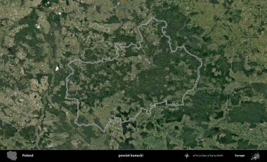 Konecki İlçesi. Polonya 'nın idari bölgesi B uydusundan alınan görüntülerle özetlendi