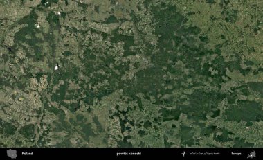 Konecki İlçesi. Polonya 'nın idari bölgesinde B uydusu görüntüleri