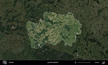 Krasnicki İlçesi. Polonya 'nın idari alanı, koyu renkli bir B uydusu görüntüsüyle vurgulandı ve özetlendi
