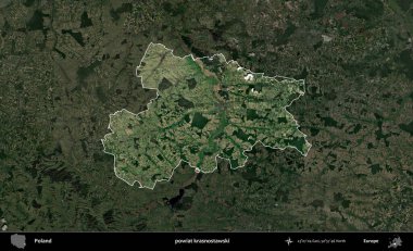 Krasnostawski İlçesi. Polonya 'nın idari alanı, koyu renkli bir B uydusu görüntüsüyle vurgulandı ve özetlendi