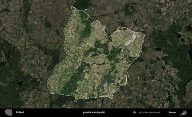 Kwidzynski İlçesi. Polonya 'nın idari alanı, koyu renkli bir B uydusu görüntüsüyle vurgulandı ve özetlendi