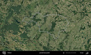 Leszczynski İlçesi. Polonya 'nın idari bölgesi B uydusundan alınan görüntülerle özetlendi