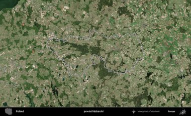 Lidzbarski İlçesi. Polonya 'nın idari bölgesi B uydusundan alınan görüntülerle özetlendi