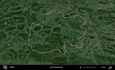 Limanowski ilçesi. Polonya 'nın idari bölgesi B uydusundan alınan görüntülerle özetlendi