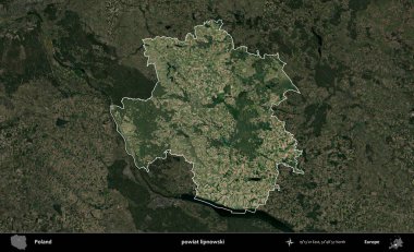 Lipnowski İlçesi. Polonya 'nın idari alanı, koyu renkli bir B uydusu görüntüsüyle vurgulandı ve özetlendi