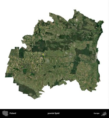 Lipski İlçesi. Polonya 'nın idari bölgesi B uydusundaki görüntülerde beyazla izole edildi