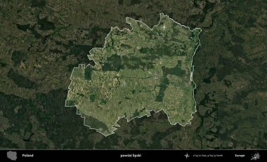 Lipski İlçesi. Polonya 'nın idari alanı, koyu renkli bir B uydusu görüntüsüyle vurgulandı ve özetlendi