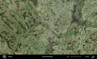 Lomzynski İlçesi. Polonya 'nın idari bölgesi B uydusundan alınan görüntülerle özetlendi