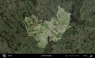 Lomzynski İlçesi. Polonya 'nın idari alanı, koyu renkli bir B uydusu görüntüsüyle vurgulandı ve özetlendi