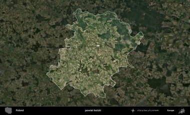 Losicki İlçesi. Polonya 'nın idari alanı, koyu renkli bir B uydusu görüntüsüyle vurgulandı ve özetlendi