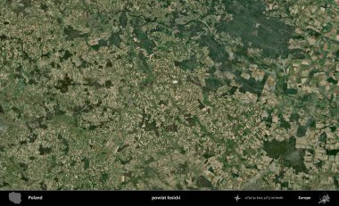 Losicki İlçesi. Polonya 'nın idari bölgesinde B uydusu görüntüleri
