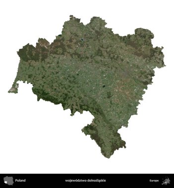 Dolnoslaskie Eyaleti. Polonya 'nın idari bölgesi B uydusundaki görüntülerde beyazla izole edildi