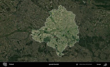 Lowicki İlçesi. Polonya 'nın idari alanı, koyu renkli bir B uydusu görüntüsüyle vurgulandı ve özetlendi
