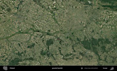 Lowicki İlçesi. Polonya 'nın idari bölgesinde B uydusu görüntüleri