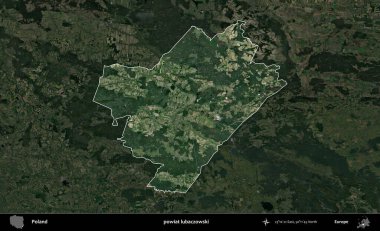 Lubaczowski İlçesi. Polonya 'nın idari alanı, koyu renkli bir B uydusu görüntüsüyle vurgulandı ve özetlendi