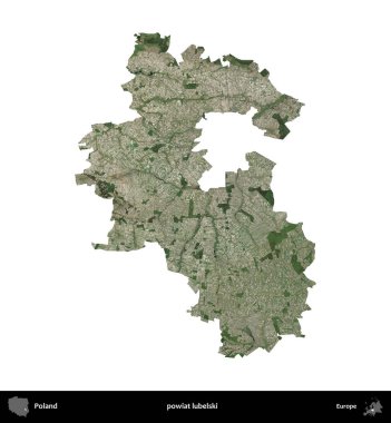 Lubelski İlçesi. Polonya 'nın idari bölgesi B uydusundaki görüntülerde beyazla izole edildi