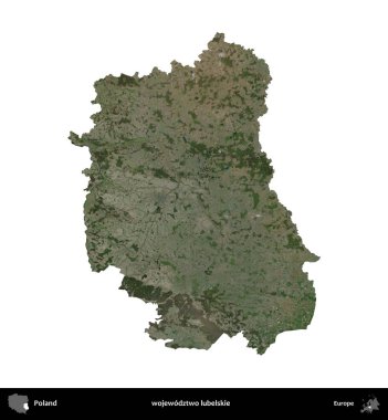 Lubelskie Eyaleti. Polonya 'nın idari bölgesi B uydusundaki görüntülerde beyazla izole edildi