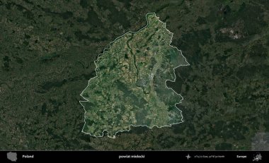 Mielecki İlçesi. Polonya 'nın idari alanı, koyu renkli bir B uydusu görüntüsüyle vurgulandı ve özetlendi