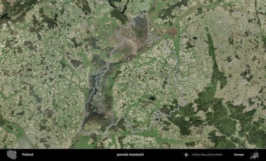 Moniecki İlçesi. Polonya 'nın idari bölgesi B uydusundan alınan görüntülerle özetlendi