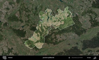 Mysliborski İlçesi. Polonya 'nın idari alanı, koyu renkli bir B uydusu görüntüsüyle vurgulandı ve özetlendi