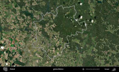 Nidzica Komünü. Polonya 'nın idari bölgesi B uydusundan alınan görüntülerle özetlendi