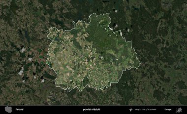 Nidzicki İlçesi. Polonya 'nın idari alanı, koyu renkli bir B uydusu görüntüsüyle vurgulandı ve özetlendi