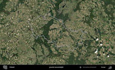 Nowomiejski İlçesi. Polonya 'nın idari bölgesi B uydusundan alınan görüntülerle özetlendi