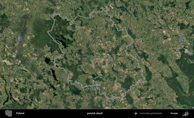 Olecki ilçesi. Polonya 'nın idari bölgesi B uydusundan alınan görüntülerle özetlendi