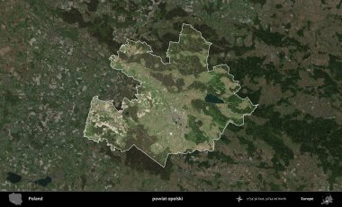 Opolski İlçesi. Polonya 'nın idari alanı, koyu renkli bir B uydusu görüntüsüyle vurgulandı ve özetlendi