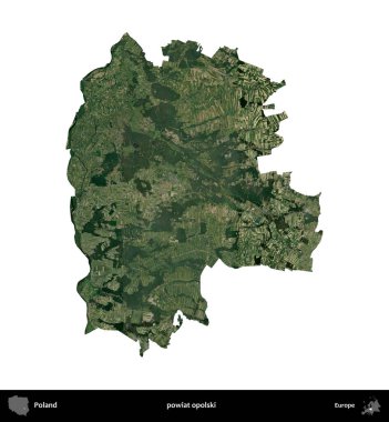 Opolski İlçesi. Polonya 'nın idari bölgesi B uydusundaki görüntülerde beyazla izole edildi