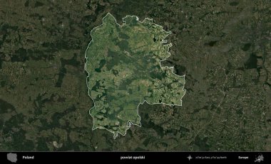 Opolski İlçesi. Polonya 'nın idari alanı, koyu renkli bir B uydusu görüntüsüyle vurgulandı ve özetlendi