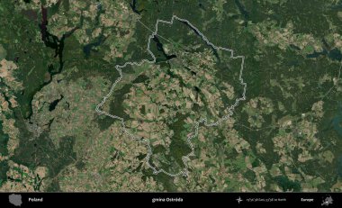 Ostroda Komünü. Polonya 'nın idari bölgesi B uydusundan alınan görüntülerle özetlendi