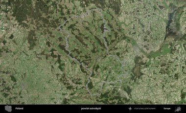 Ostrolecki İlçesi. Polonya 'nın idari bölgesi B uydusundan alınan görüntülerle özetlendi