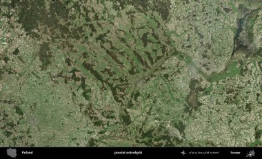 Ostrolecki İlçesi. Polonya 'nın idari bölgesinde B uydusu görüntüleri
