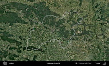 Ostrowiecki İlçesi. Polonya 'nın idari bölgesi B uydusundan alınan görüntülerle özetlendi