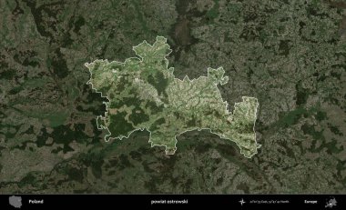 Ostrowski İlçesi. Polonya 'nın idari alanı, koyu renkli bir B uydusu görüntüsüyle vurgulandı ve özetlendi